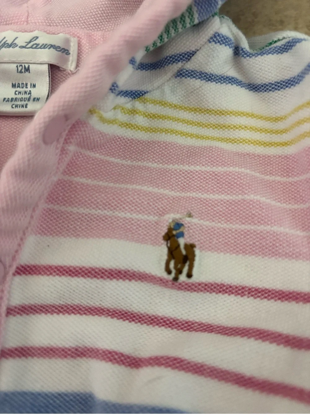 Ralph Lauren Pink Striped Hooded Sweatshirt with Pony Logo